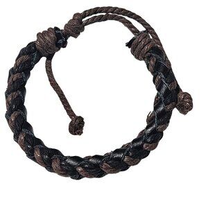 Handcrafted Boho Braided Black Brown Leather Bracelet Rustic Fashion Jewelry Men